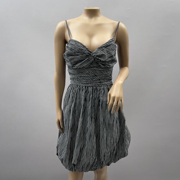 Tracy Reese Anthropologie Dress Women 10 Black Striped Bubble Hem Cocktail Retro - Picture 1 of 10